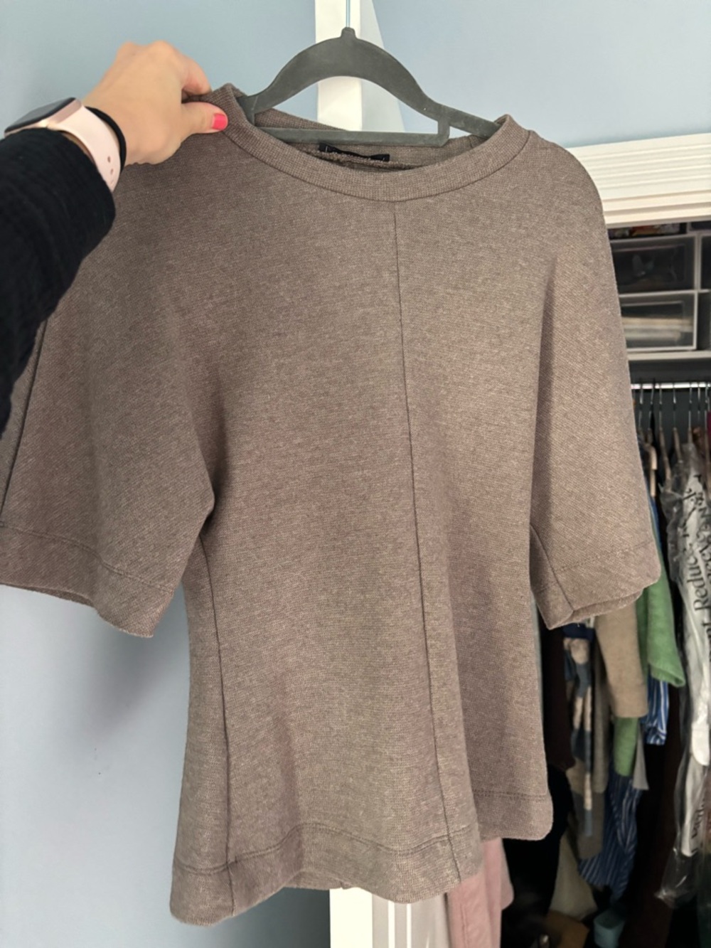 Zara Heather Taupe Short Sleeve Knit Top